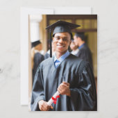 エレガントな大学卒業写真 ワインレッド ゴールド 卒業 案内状 (裏面)