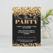 エレガントな大晦日のゴールドシャンパーニュライト 招待状 (スタンド正面)