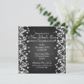 エレガントな大晦日の冬の輝きブラック 招待状 (スタンド正面)