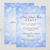 エレガントな大晦日パーティーブルーウィンター 招待状 (正面/裏面)