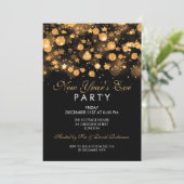 エレガントな大晦日パーティー ゴールド スパークリング スターズ 招待状 (スタンド正面)