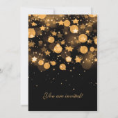エレガントな大晦日パーティー ゴールド スパークリング スターズ 招待状 (裏面)