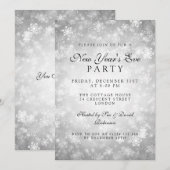 エレガントな大晦日パーティー シルバー ウィンター 招待状 (正面/裏面)