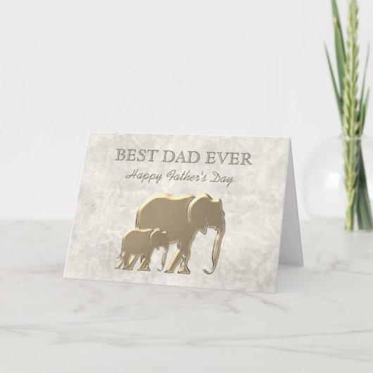 エレガントな大理石および金ゴールド象の父の日 シーズンカード (正面)