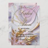 エレガントな大理石とゴールドの結婚式招待状 セーブザデート (正面/裏面)