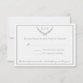 エレガントな大理石と花輪の結婚式の返信 招待状 (正面)