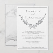エレガントな大理石と花輪の結婚式招待状