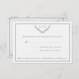 エレガントな大理石と花輪の結婚式返信カード 招待状