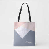 エレガントな大理石のばら色の金ゴールドの灰色ベージュ幾何学的 トートバッグ (正面)