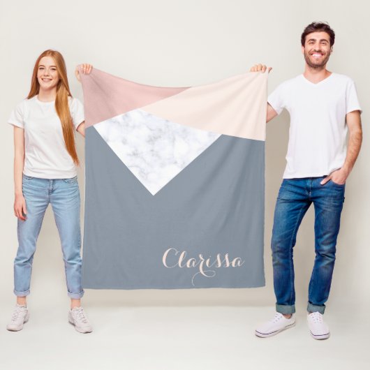 エレガントな大理石のばら色の金ゴールドの灰色ベージュ幾何学的 フリースブランケット (インサイチュ)