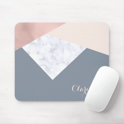 エレガントな大理石のばら色の金ゴールドの灰色ベージュ幾何学的 マウスパッド (マウス)