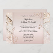 エレガントな大理石のばら色の金ゴールドの花柄の結婚式招待状 招待状 (正面/裏面)