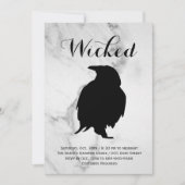 エレガントな大理石のカラス ハロウィンパーティー 招待状 (正面)