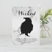 エレガントな大理石のカラス ハロウィンパーティー 招待状 (スタンド正面)