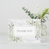 エレガントな大理石のグリーンリーフ お礼 サンキューカード (スタンド正面)