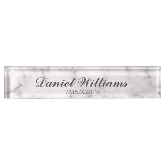 エレガントな大理石のスタイル デスクネームプレート (正面)