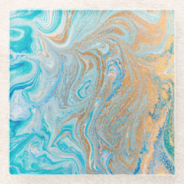 エレガントな大理石のターコイズの金ゴールドの銀、美しいMa ガラスコースター