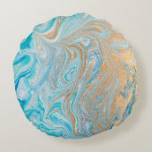 エレガントな大理石のターコイズの金ゴールドの銀、美しいMa ラウンドクッション (裏面)