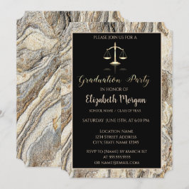 エレガントな大理石の法科大学院卒業パーティー 招待状