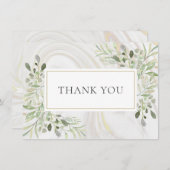 エレガントな大理石の渦巻きグリーン 葉の感謝 サンキューカード (正面/裏面)