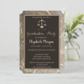 エレガントな大理石の石の法科大学院卒業パーティー 招待状 (スタンド正面)