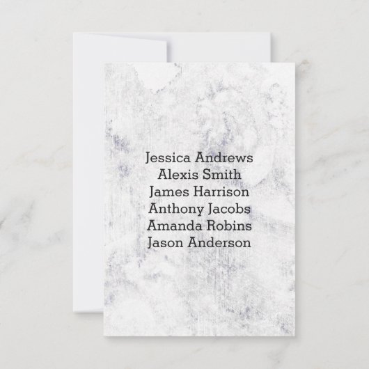 エレガントな大理石の結婚式テーブル番号席次表 招待状 (裏面)
