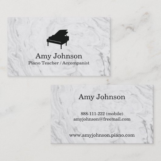 エレガントな大理石の質のピアノの教師の名刺 名刺 (正面/裏面)