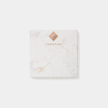 エレガントな大理石の銅のモノグラム ブラウンの名前 ホワイト