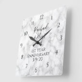 エレガントな大理石アニバーサリーウェディング スクエア壁時計 (傾斜)