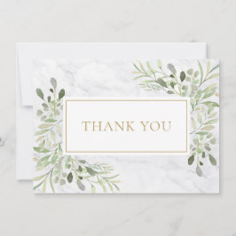 エレガントな大理石グリーン葬儀追悼記念ゴールド サンキューカード