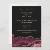 エレガントな大理石ピンクアゲート結婚式招待状 招待状 (正面)