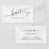 エレガントな大理石及びばら色の金ゴールドのはさみの美容師 名刺 (正面/裏面)