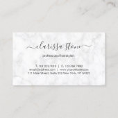 エレガントな大理石及びばら色の金ゴールドのはさみの美容師 名刺 (裏面)