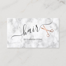 エレガントな大理石及びばら色の金ゴールドのはさみの美容師 名刺