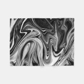 エレガントな大理石7 -白黒液体 フリースブランケット (正面(横))