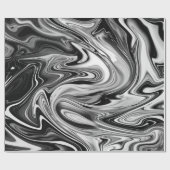 エレガントな大理石7 -白黒液体 ラッピングペーパー (フラット)