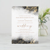 エレガントな大理石 ブラック ゴールドの結婚式招待状 招待状 (スタンド正面)