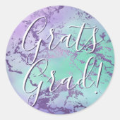 エレガントな大理石 | ラベンダー パープルとミントの卒業式 ラウンドシール (正面)