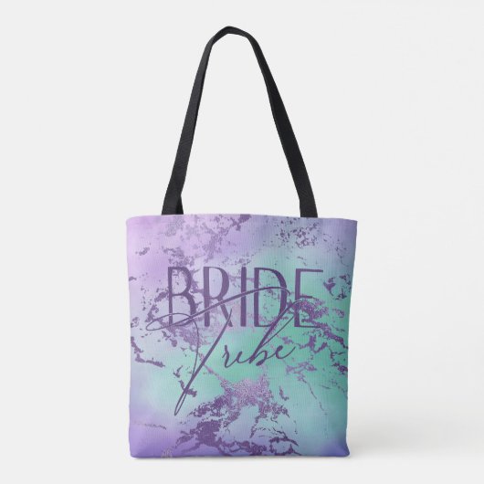 エレガントな大理石 | ラベンダー パープルとミントの花嫁部族 トートバッグ (裏面)