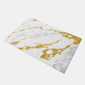 エレガントな大理石style6 -金ゴールドおよび白 ドアマット (アングル)