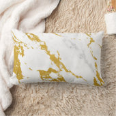 エレガントな大理石style6 -金ゴールドおよび白 ランバークッション (ブランケット)