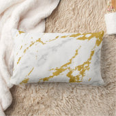 エレガントな大理石style6 -金ゴールドおよび白 ランバークッション (ブランケット)
