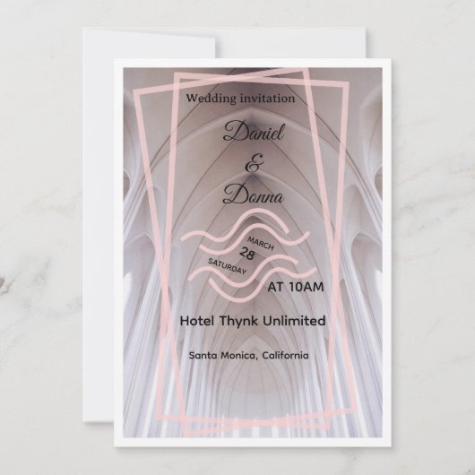 エレガントな大聖堂のウェディング招待状 | ブラッシュ ミニム 招待状 (正面)