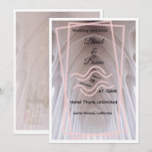 エレガントな大聖堂のウェディング招待状 | ブラッシュ ミニム 招待状 (正面/裏面)