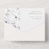 エレガントな天の青い星空の夜の月ウェディング オールインワン招待状 (裏面)