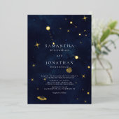 エレガントな天体結婚式 ゴールド 箔招待状 (立ち正面)