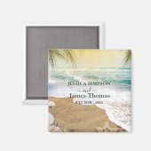 エレガントな太陽の光と青い海のビーチ マグネット (正面/裏面)