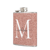 エレガントな女の子のローズゴールドグリッター輝きモノグラム フラスク (左)