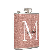エレガントな女の子のローズゴールドグリッター輝きモノグラム フラスク (右)