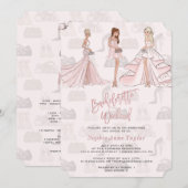 エレガントな女の子のローズゴールドバチェロレッテウィークエンド 招待状 (正面/裏面)